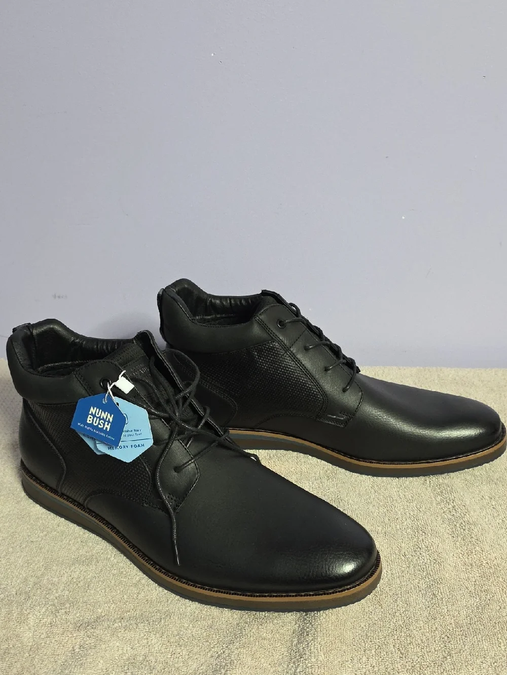 Nunn Bush Black Leather Lace-Up Oxfords